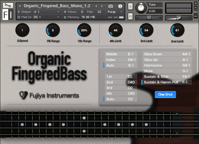 Fujiya Instruments Organic Fingered Bass[Virtual Electric Bass